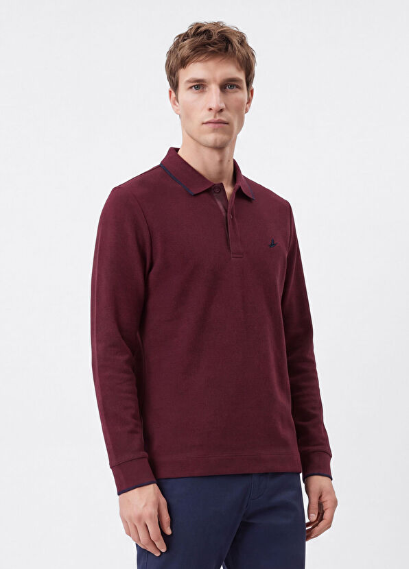 Beymen Club Comfort Fit Plum Polo Ottoman Sweatshirt - 1