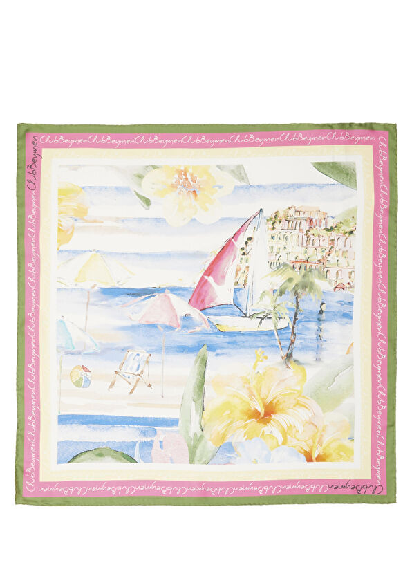 Beymen Club Multicolored Watercolor Patterned Silk Scarf - 1