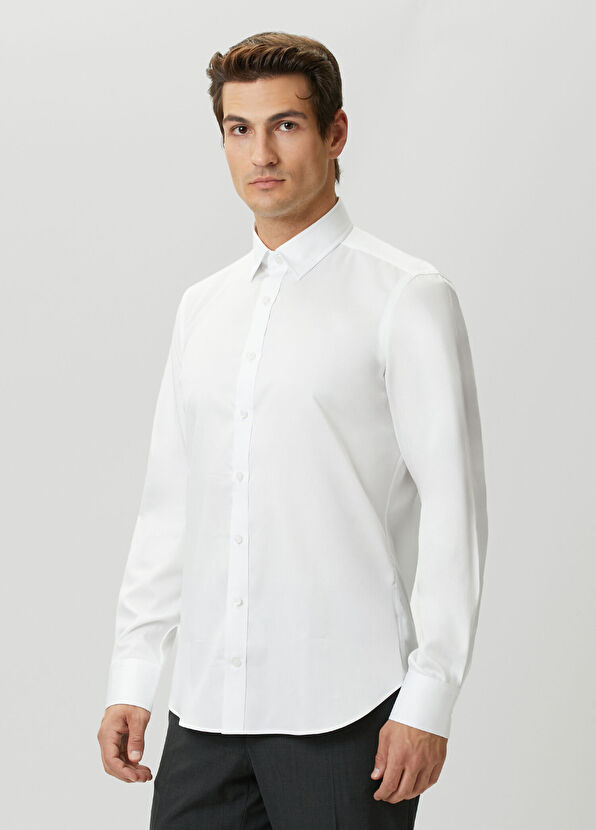 Beymen Club Slim Fit Beyaz Gizli Düğmeli Yaka Non-iron Gömlek - 3