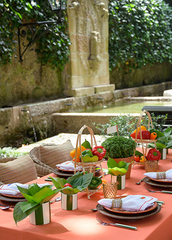 Mariaida Home Blue Sardine Embroidered White Linen Serving Napkin - 2