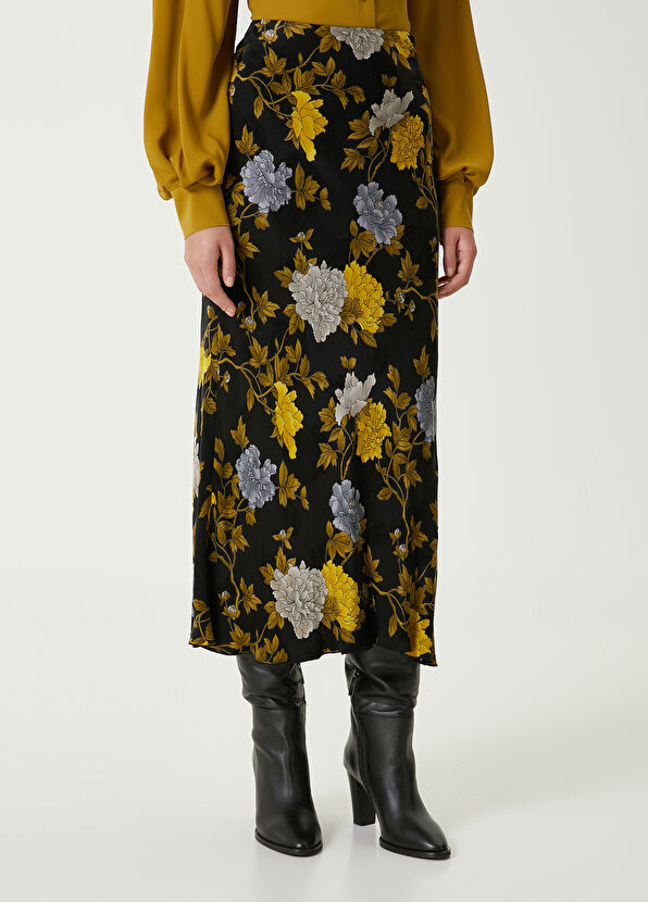 Siyah Desenli Midi Evaze Etek Beymen Club Siyah Desenli Midi Evaze Etek - 2