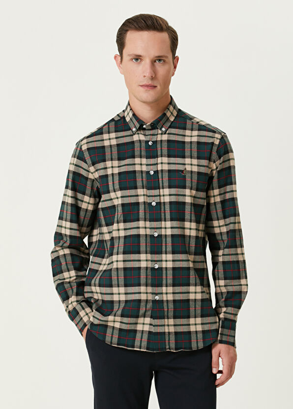 Beymen Club Comfort Fit Green Red Plaid Patterned Shirt - 1