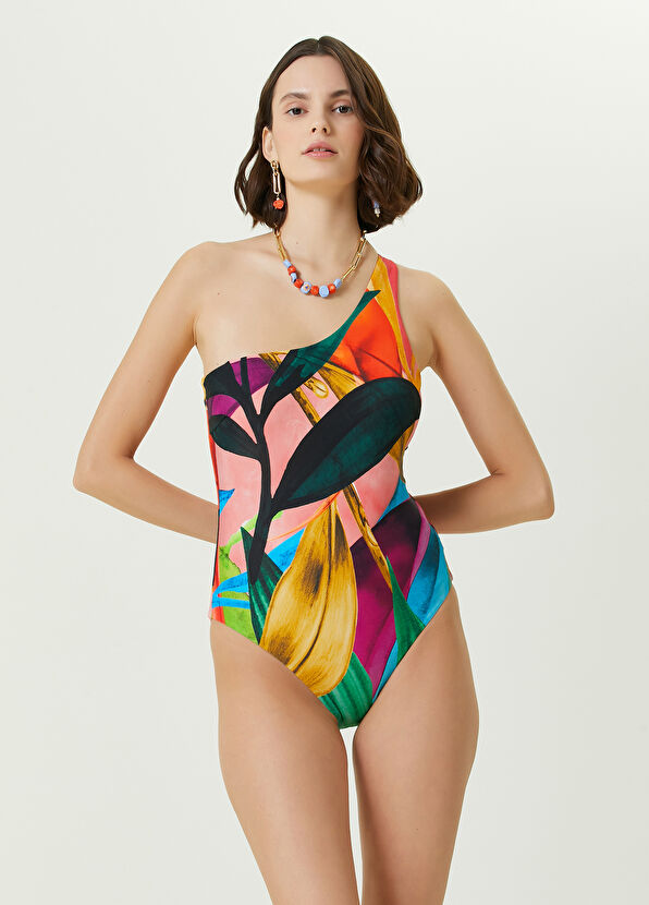 Beymen Club Tek Omuzlu Yaprak Desenli Mayo - 1