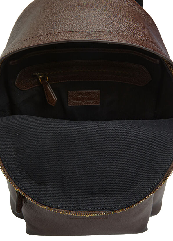 Koyu Kahverengi Erkek Deri Sırt Çantası - Görsel 5