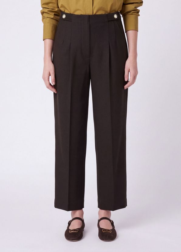 Beymen Club Brown Gold Buttoned Wool Blend Trousers - 2