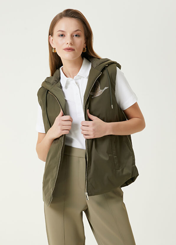 Beymen Club Haki Kapüşonlu Logolu Yelek - 1