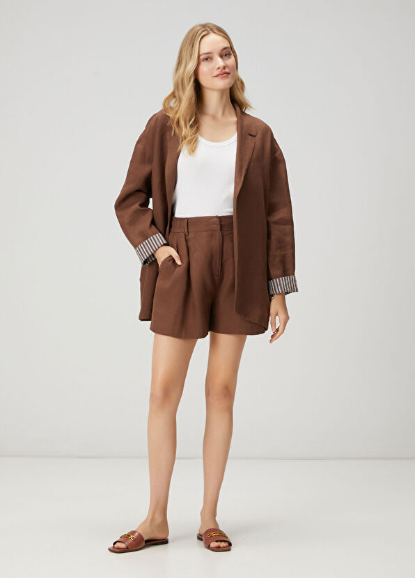 Beymen Club Light Brown Linen Shorts - 1