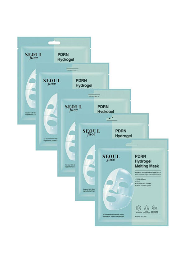 Dermal Seoul Face PDRN Hydrojel Nemlendirici Cilt Onarıcı Şeffaf Eriyen 5'li Jel Yüz Maskesi 34 gr - 1