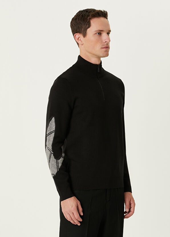 Siyah Yakası Fermuarlı Kaz Jakarlı Kazak Beymen Club Siyah Yakası Fermuarlı Kaz Jakarlı Kazak - 4