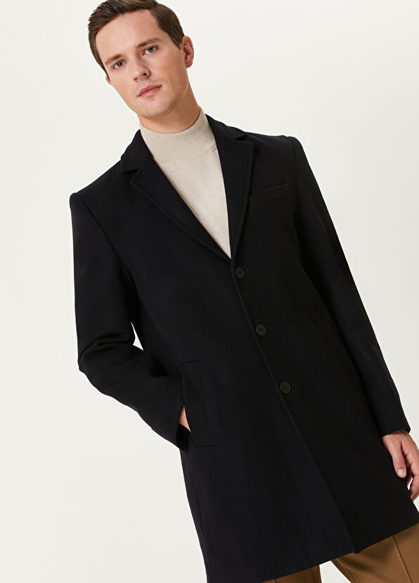 Beymen Club Lacivert Yün Kaşe Palto - 2