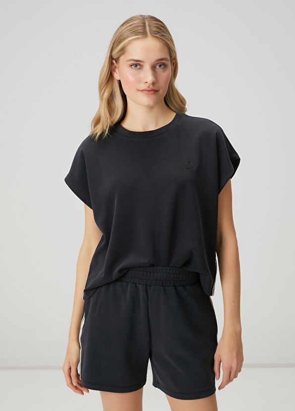 Beymen Club Siyah Bantlı Kısa Kol Sweatshirt - 1