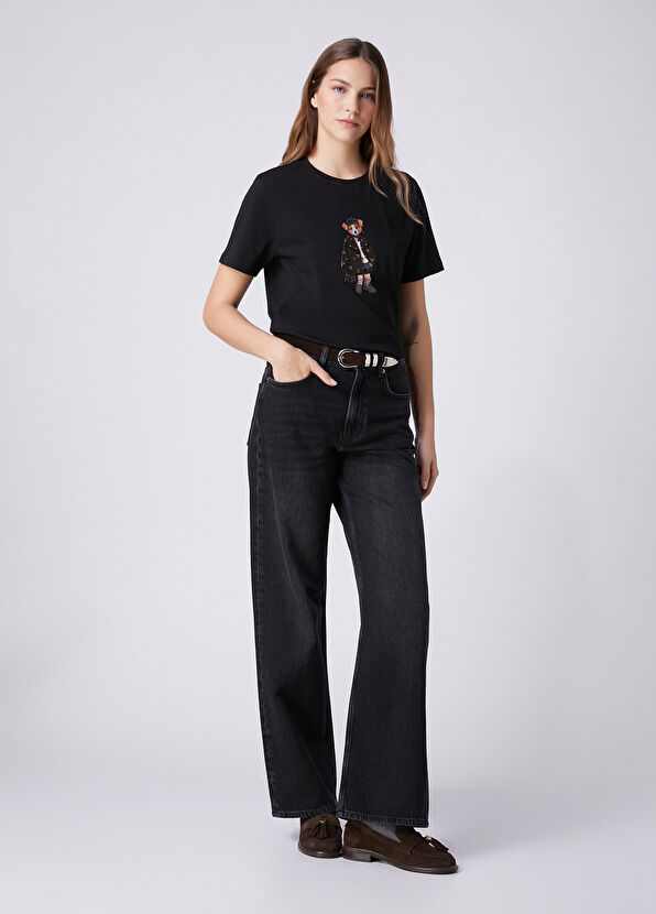 Beymen Club Black Jacketed Dog Detailed T-Shirt - 3