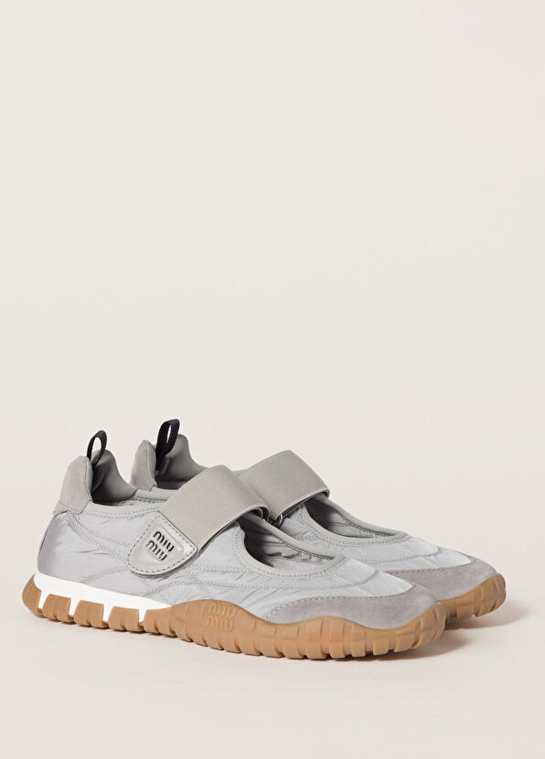 Tyre Gri Teknik Kumaş ve Süet Kadın Babet - Görsel 3