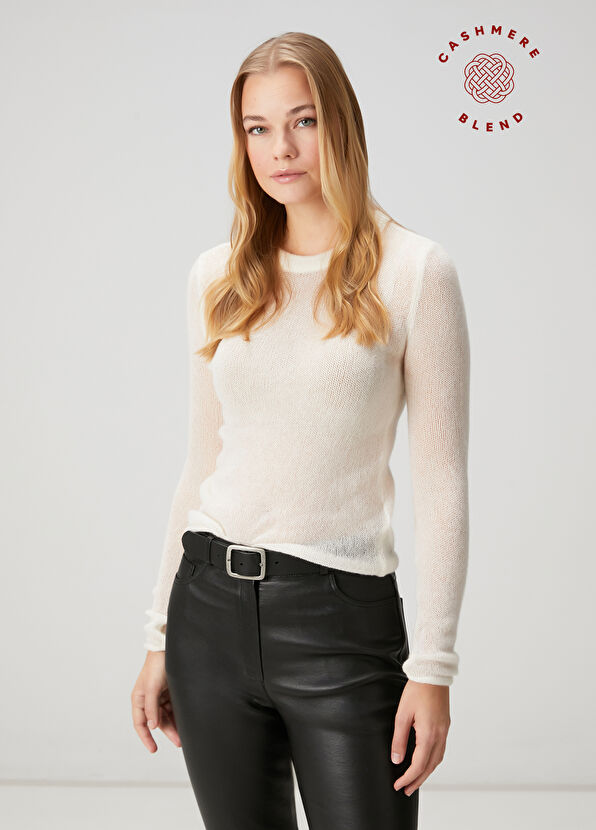 Beymen Club Krem Transparan Kaşmir Basic Kazak - 1