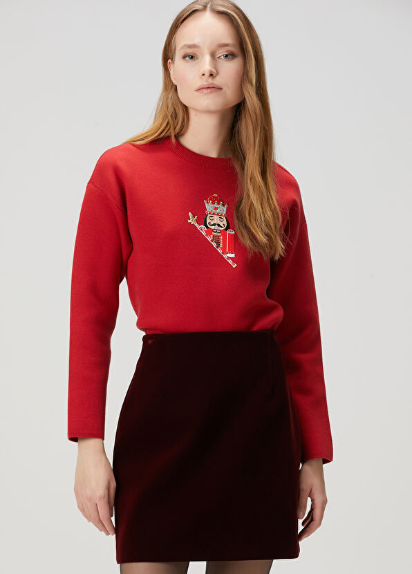 Beymen Club Kırmızı Kurşun Asker Nakışlı Sweatshirt - 4