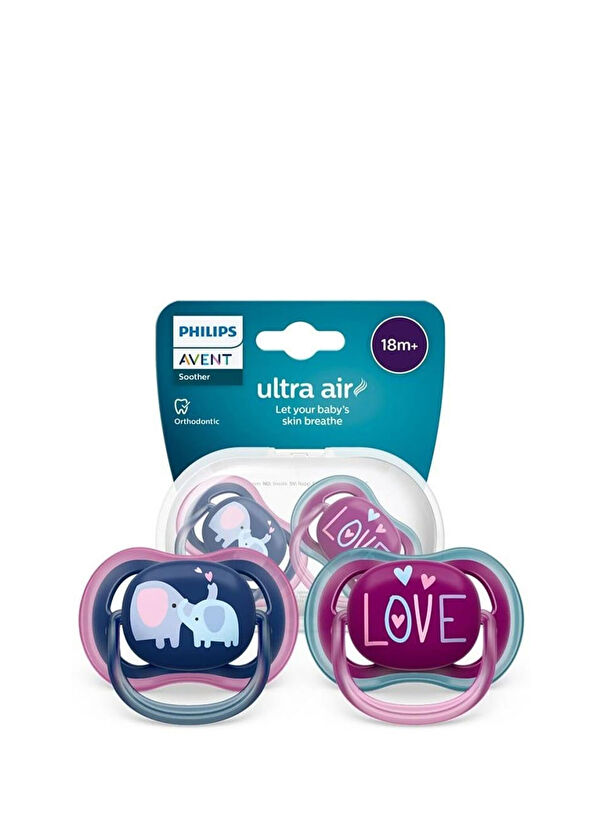 Philips Avent Pembe Mavi Silikon 18+ Ay 2'li Ultra Air Gece Emziği - 2