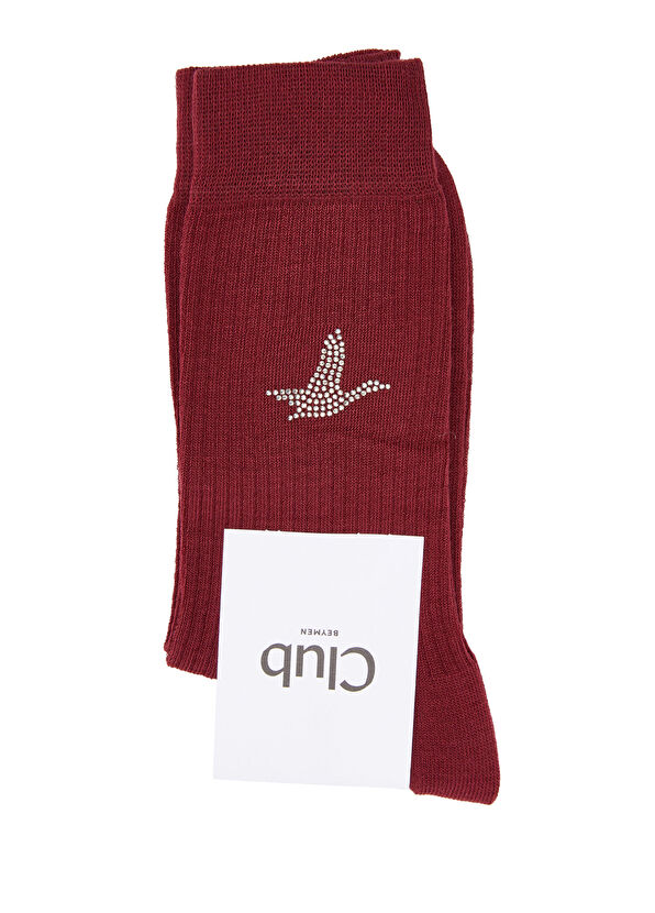Beymen Club Women's Socks With Burgundy Goose Logo - 1
