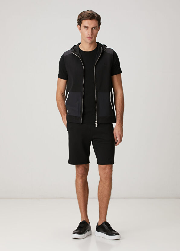 Beymen Club Siyah Beli Kordonlu Kontrast Biyeli Jersey Şort - 1