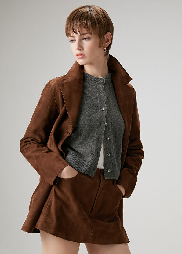 Beymen Club Brown Mini Suede Skirt - 2