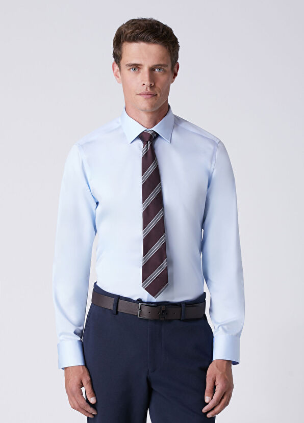 Beymen Club Slim Fit Açık Mavi Pamuk Saten Non-iron Gömlek - 1