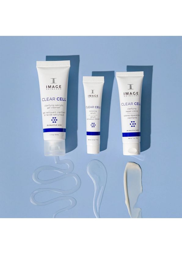 Image Skincare Clear Skin Solutions Clarifying Gel Cleanser + Restoring Serum & Clarifying Repair Crème Soothing Serum & Night Cream Skincare Set - 2