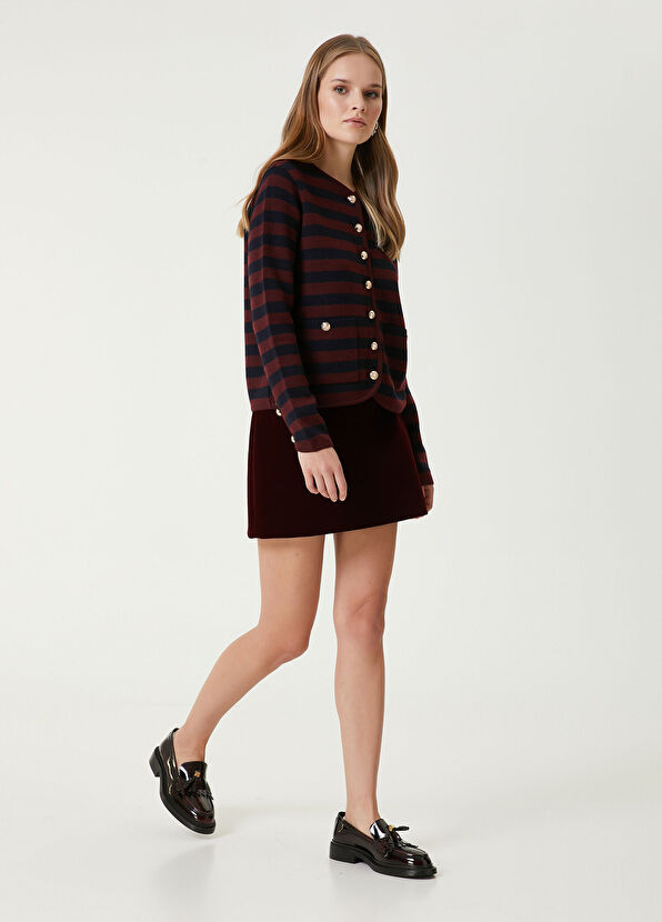 Beymen Club Bordo Lacivert Çizgili Triko Ceket - 3