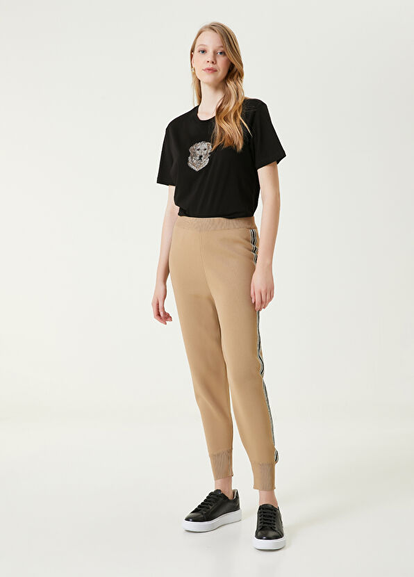 Beymen Club Camel Simli Şerit Detaylı Triko Pantolon - 1