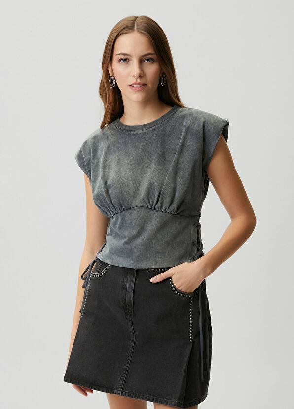 Beymen Club Antrasit Bağlamalı T-shirt - 4