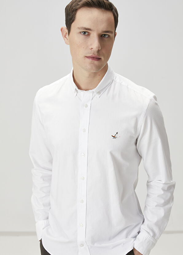 Beymen Club Slim Fit Beyaz Oxford Gömlek - 1