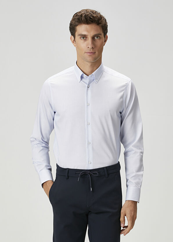 Beymen Club Comfort Fit Blue & White Shirt - 1