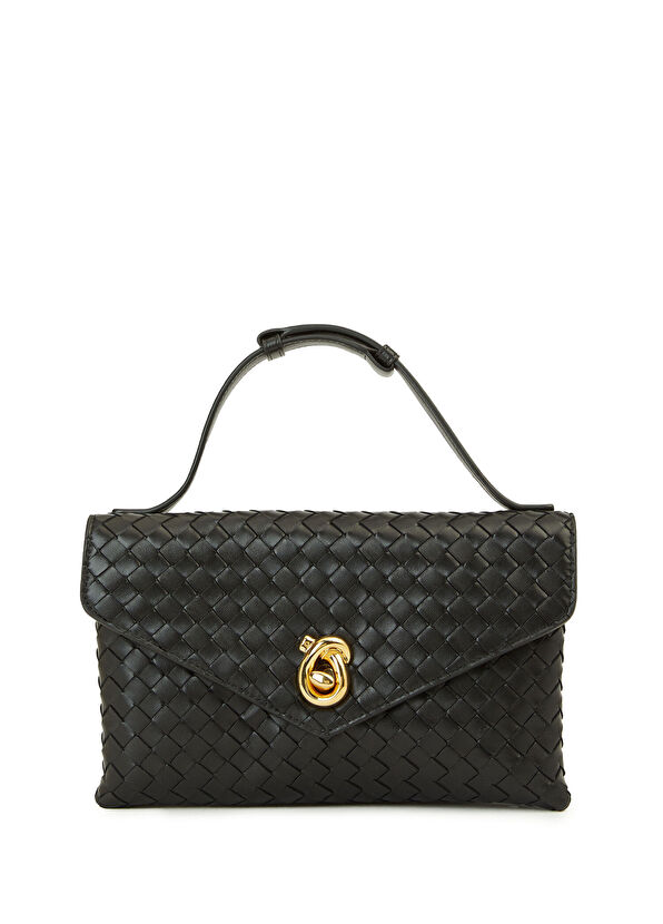 Knot Lock Siyah Kadın Deri Çanta - Görsel 2