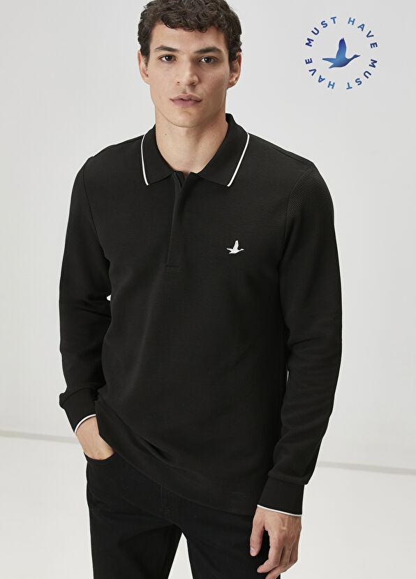Beymen Club Comfort Fit Siyah Polo Sweatshirt - 1