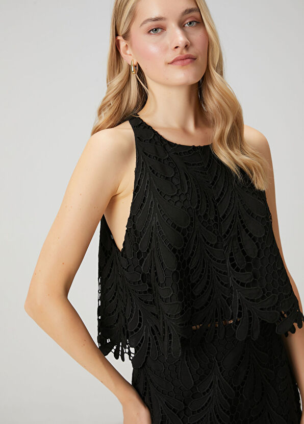 Beymen Club Black Guipure A-Line Blouse - 2