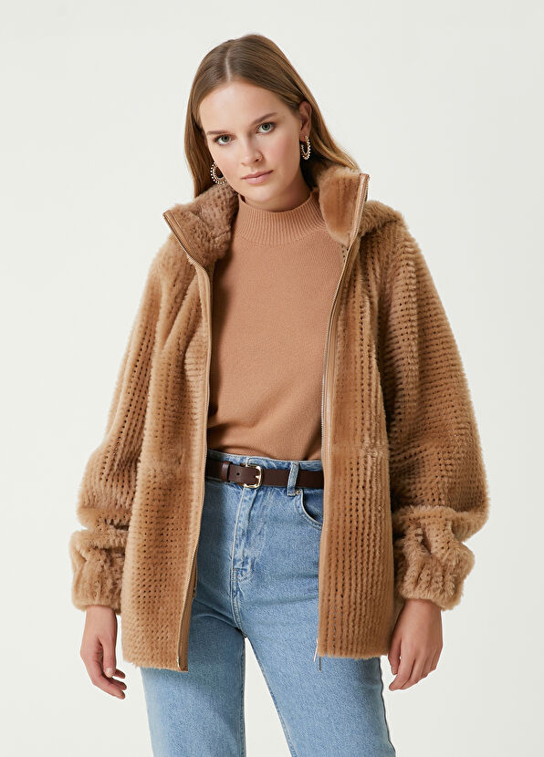 Beymen Club Deve Tüyü Kapüşonlu Kuzu Kürkü Kaban - 1