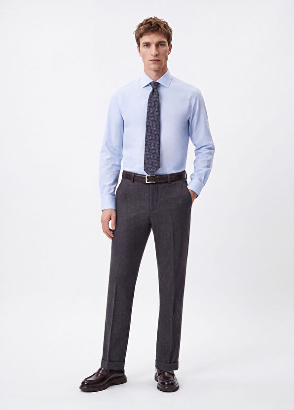 Beymen Club Slim Fit Blue Dobby Non-Iron Shirt - 2