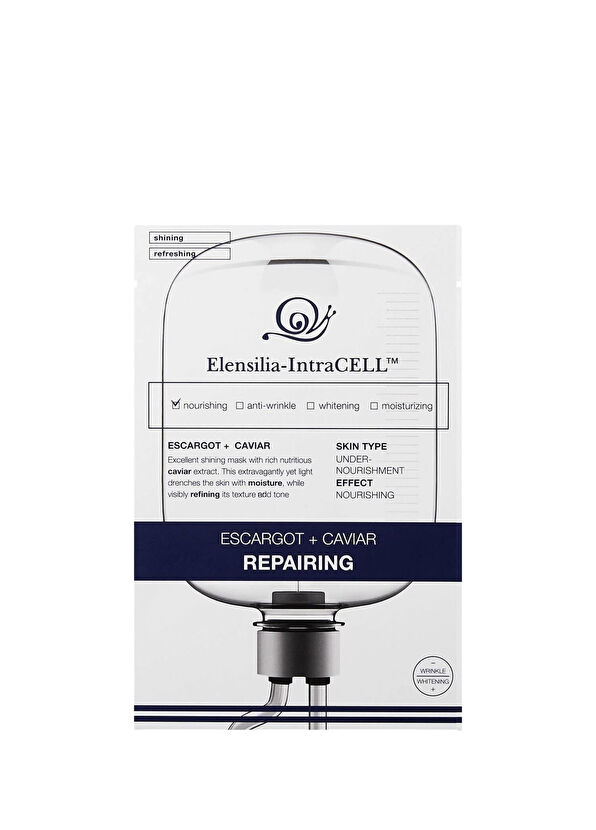 Elensilia Intracell Caviar Repairing Mask Escargot Havyar Nem Desteği Sunan Ve Rahatlatıcı Yaprak Kağıt Yüz Maskesi 25 ml - 1