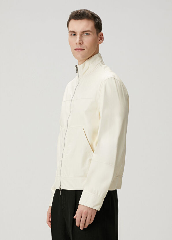 Brunello Cucinelli Beyaz Çift Taraflı Deri Mont - 4