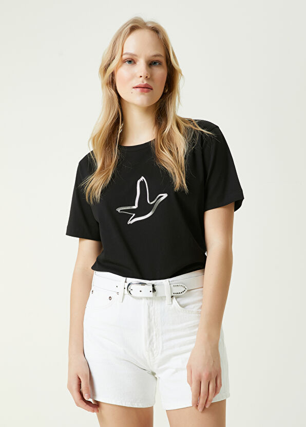 Beymen Club Siyah Kaz Logo Detaylı T-shirt - 1
