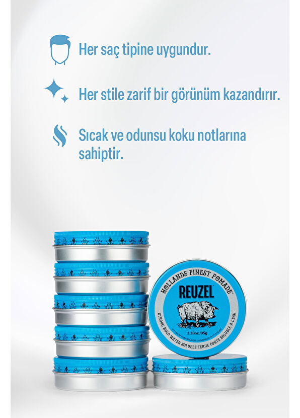 Reuzel Mavi Pomade Water Soluble Tüm Saç Tipleri için  Saç Şekillendirici Pomad 95 gr - 2