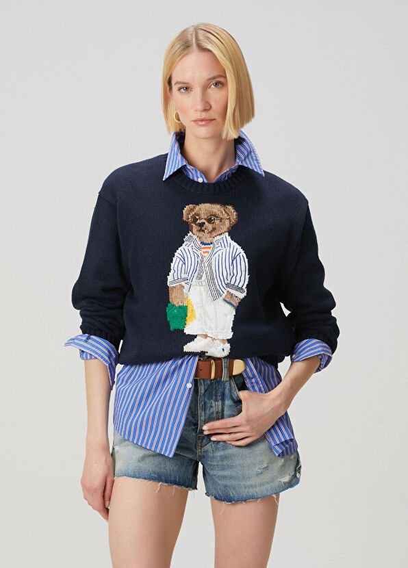 Polo Bear Relaxed Fit Lacivert Kazak - Görsel 3