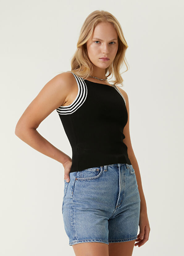 Beymen Club Siyah Beyaz Çizgi Detaylı Atlet - 4