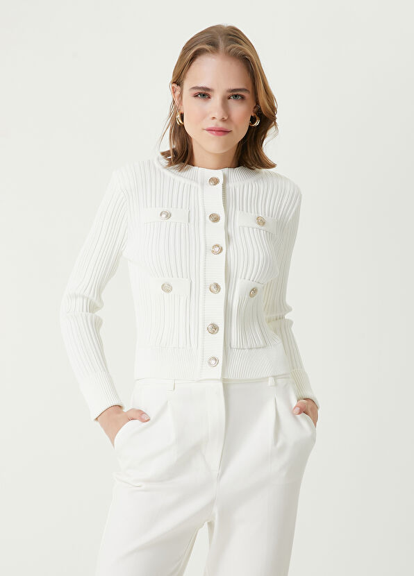 Beymen Club Off-White Knit Jacket - 1