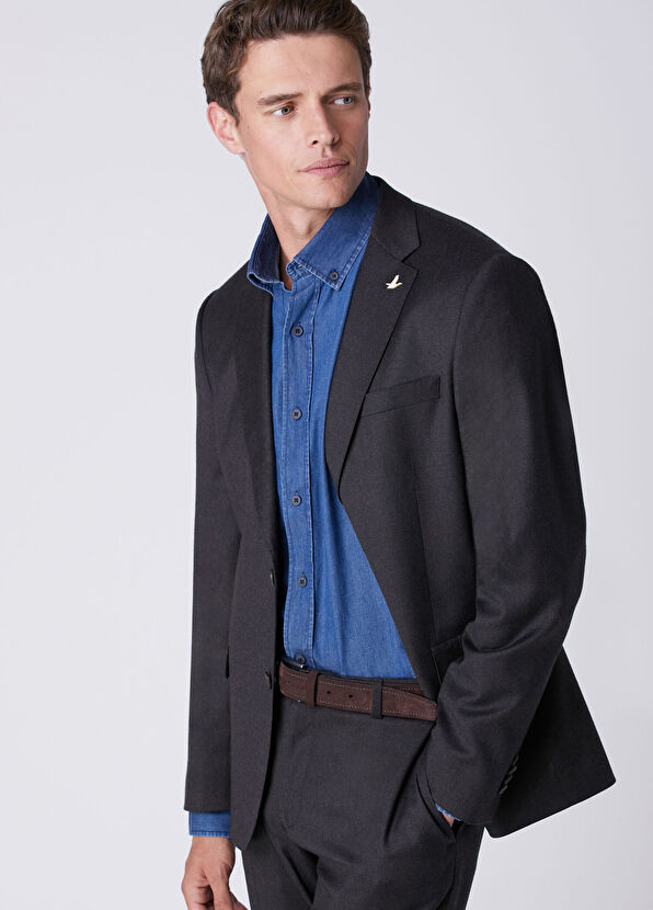 Beymen Club Dark Brown Elastane Flannel Wool Suit - 2