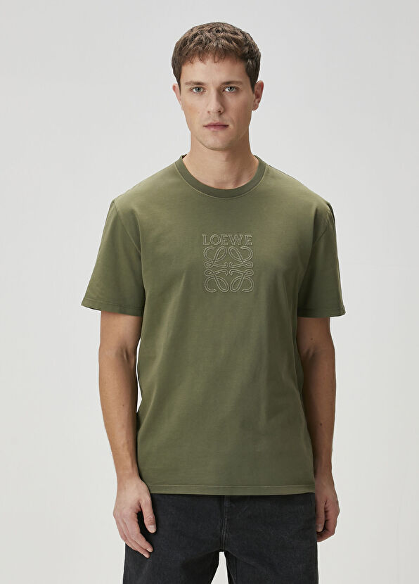 Loewe Haki Logo Nakışlı T-shirt - 1