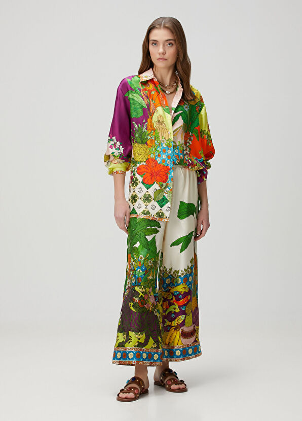 Alemais Desenli İpek Gömlek - 2