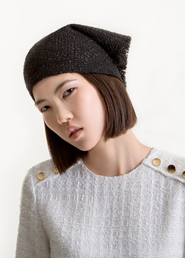 Sibi Hats Masha Black Glitter Tweed Women's Bandana - 2