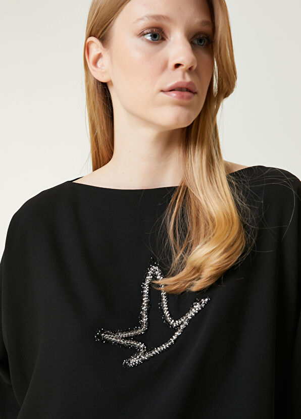 Beymen Club Siyah Logo İşlemeli Bluz - 2