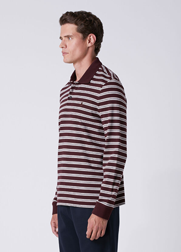Beymen Club Comfort Fit Plum Striped Interlock Sweatshirt - 4