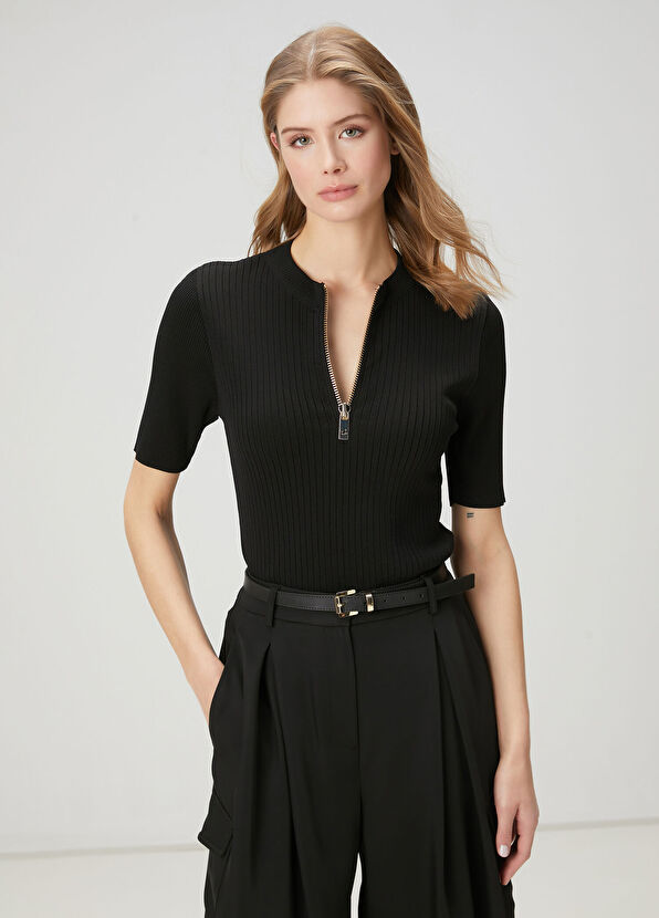 Beymen Club Siyah Fermuarlı Triko - 4