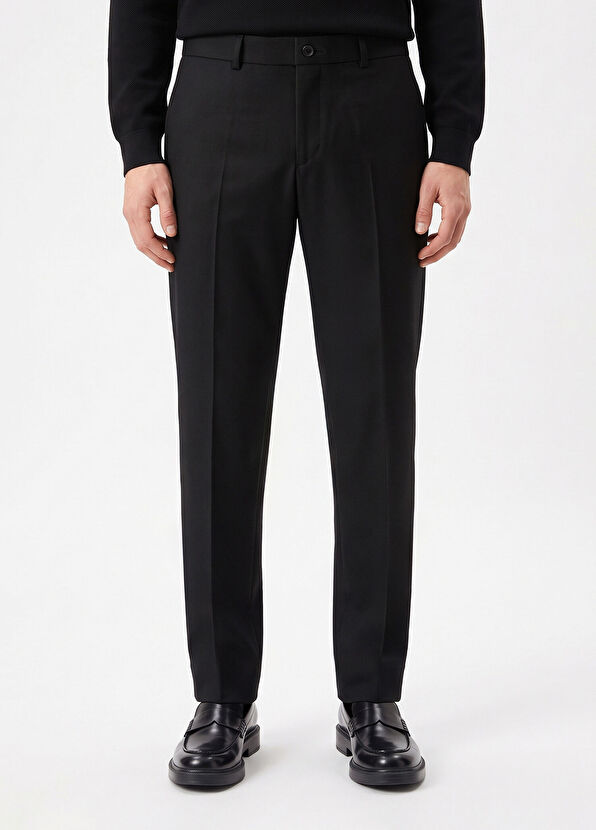Beymen Club Straight Fit Siyah İnce Kaşe Yün Pantolon - 2
